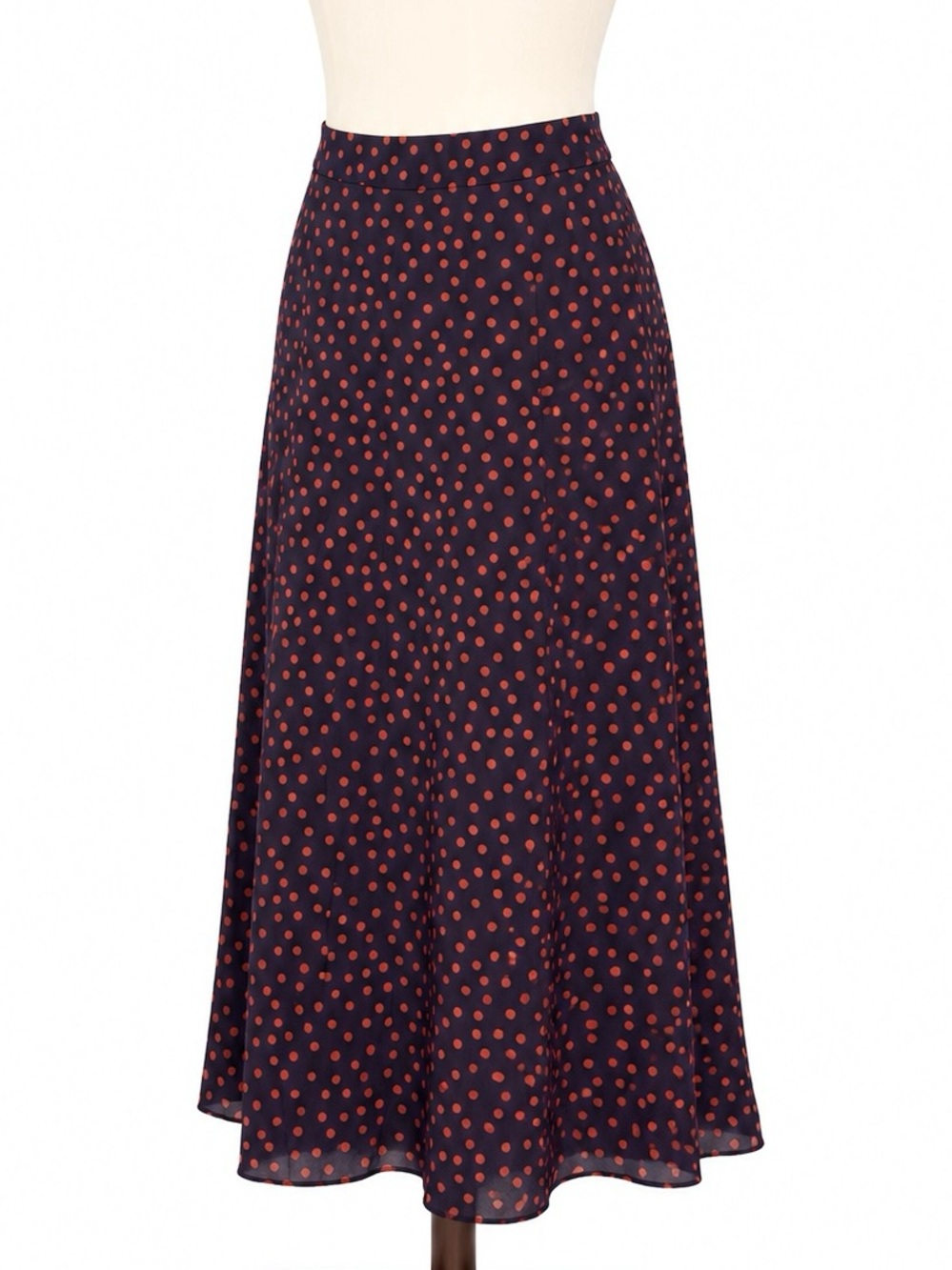 Boden Classic Navy Polka Dot Midi Skirt - Red Dot- 10